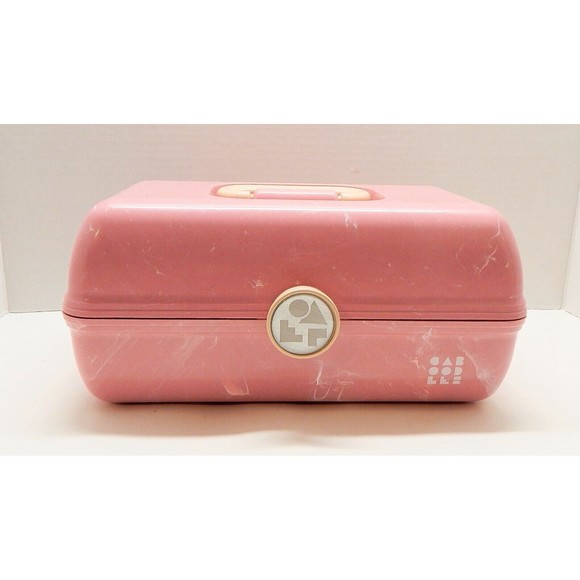 Caboodles On The Go Girl Pink Makeup Classic Carrying Case Box Marbleized Pink - Picture 1 of 14